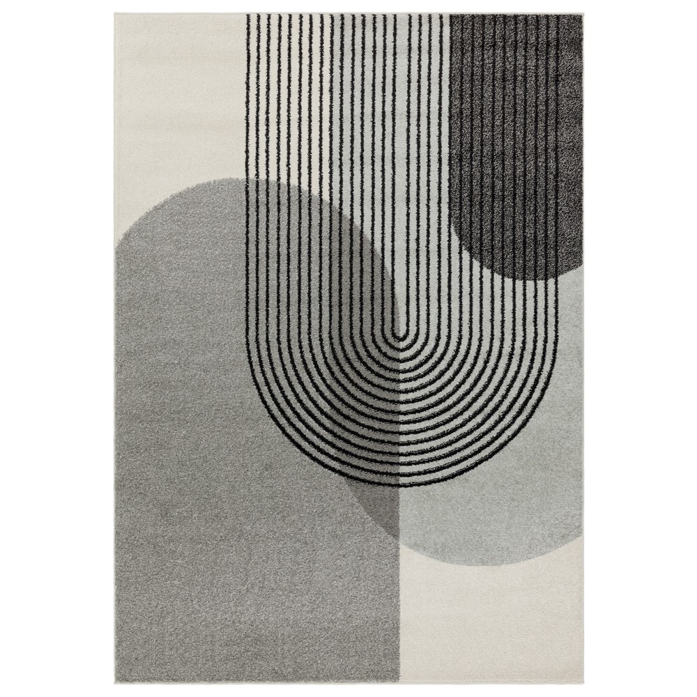 Muse MU14 Geometric Stripe Woven Rugs in Grey